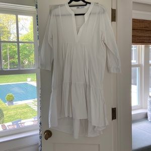 Zara White Cotton Tiered Dress. Size XS